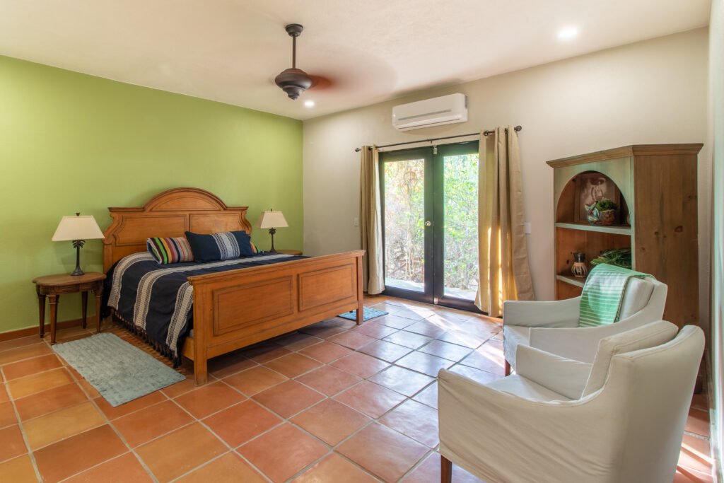 King size bed in master bedroom.